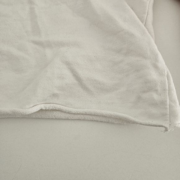 Retro Athleisure White Crop Sweatshirt Rainbow Long Sleeve Medium Vintage Sporty - Picture 3 of 5